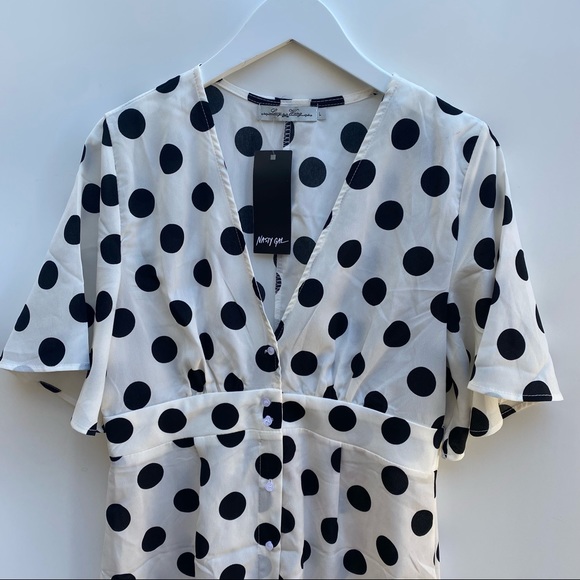 Nasty Gal Polka Dot Maxi Dress Size Large - Picture 3 of 9